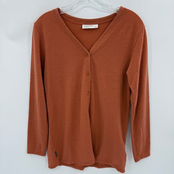 ICEBREAKER 
Wool Long Sleeve Button Up Shirt Women XS V-Neck Langenlook Relaxed - Picture 1 of 7